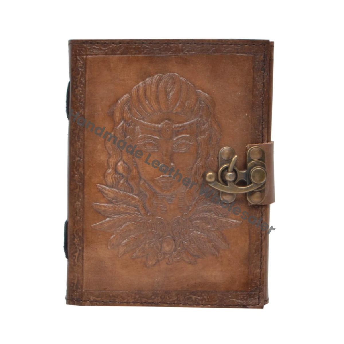 Tribal Man Book of Shadows Spell Leather Journal Embossed Notebook Grimoire Office Diary College Poetry Sketch Bound Planner
