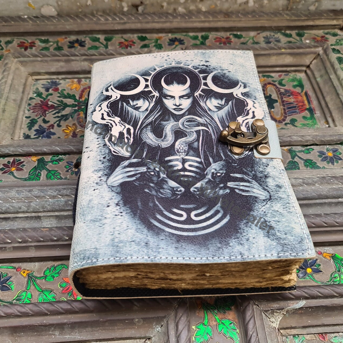 Triple Moon Goddess Leather Journal, Book of Shadows, Grimoire