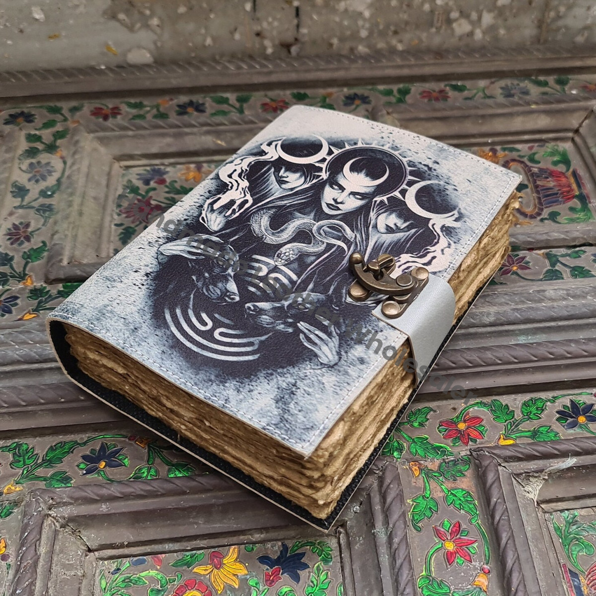 Triple Moon Goddess Leather Journal, Book of Shadows, Grimoire