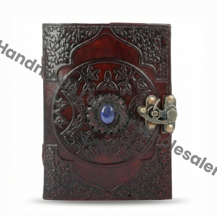 Triple Moon Goddess Leather Journal: Witchcraft Spell Book, Deckle Edge Paper