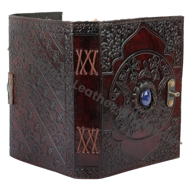 Triple Moon Goddess Leather Journal: Witchcraft Spell Book, Deckle Edge Paper