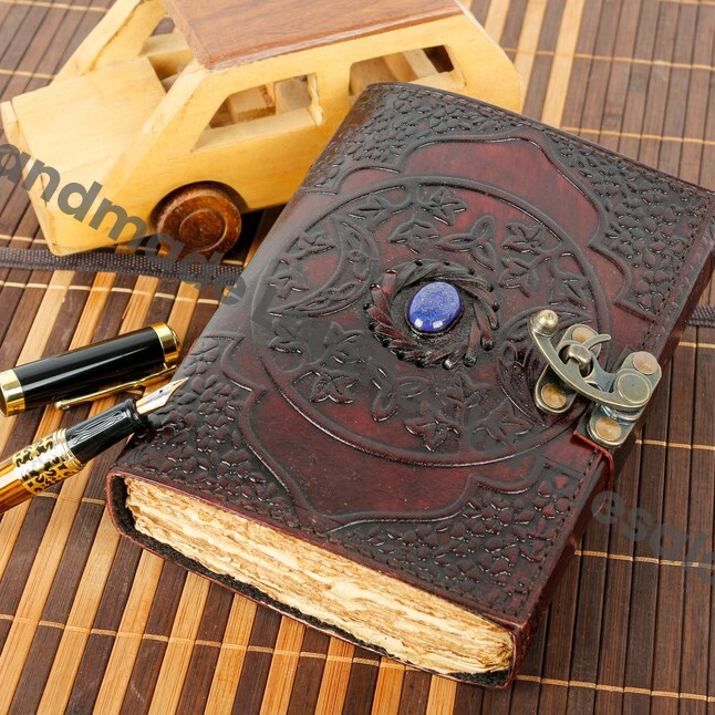Triple Moon Goddess Leather Journal: Witchcraft Spell Book, Deckle Edge Paper