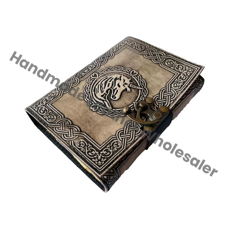 Unicorn Embossed Handmade Leather Journal Personal Diary Unlined Gift Antique Embossed Deckle Art Paper Personalized Planner