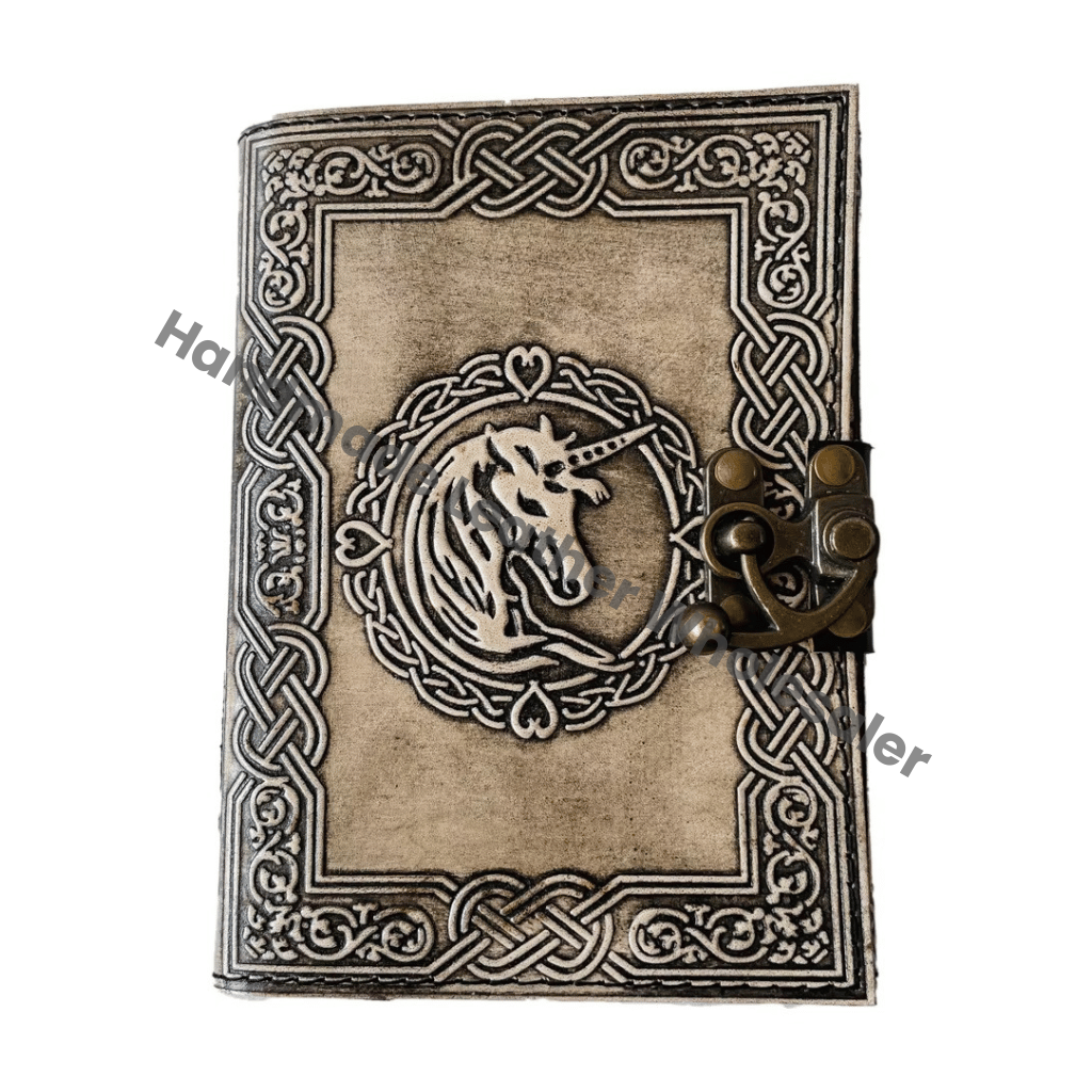 Unicorn Embossed Handmade Leather Journal Personal Diary Unlined Gift Antique Embossed Deckle Art Paper Personalized Planner