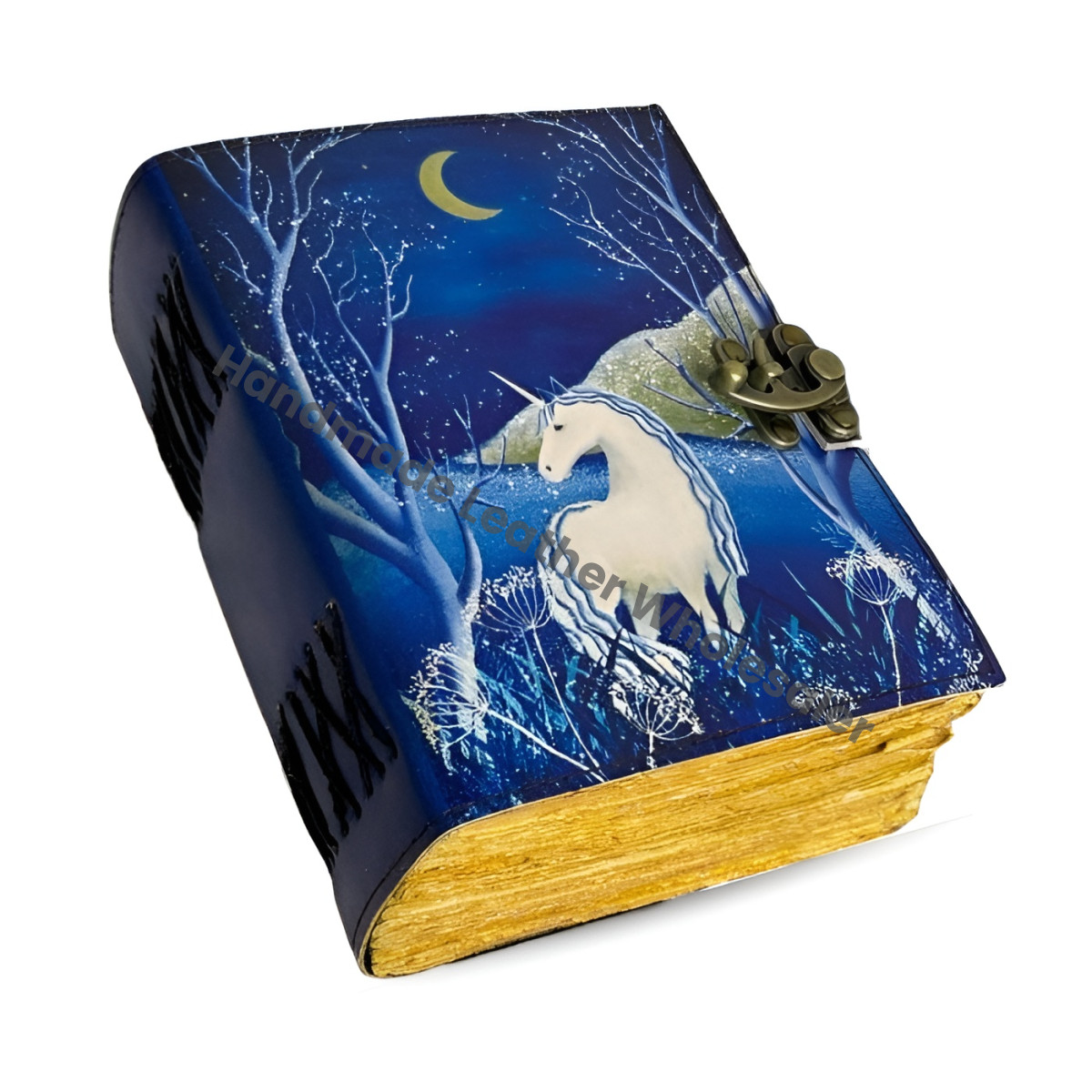 Unicorn Leather Grimoire – Celestial Spell Book of Shadows, Witchcraft Spellbook, Wiccan Pagan Gothic Witchy Magic Gift