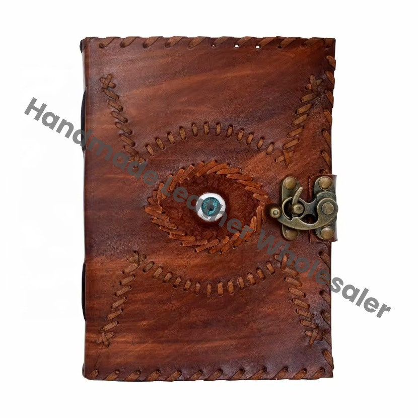 Unique Vintage Hocus Pocus Eye Leather Journal Spellbinding Grimoire Handmade Eco-friendly Halloween Birthdays Gift