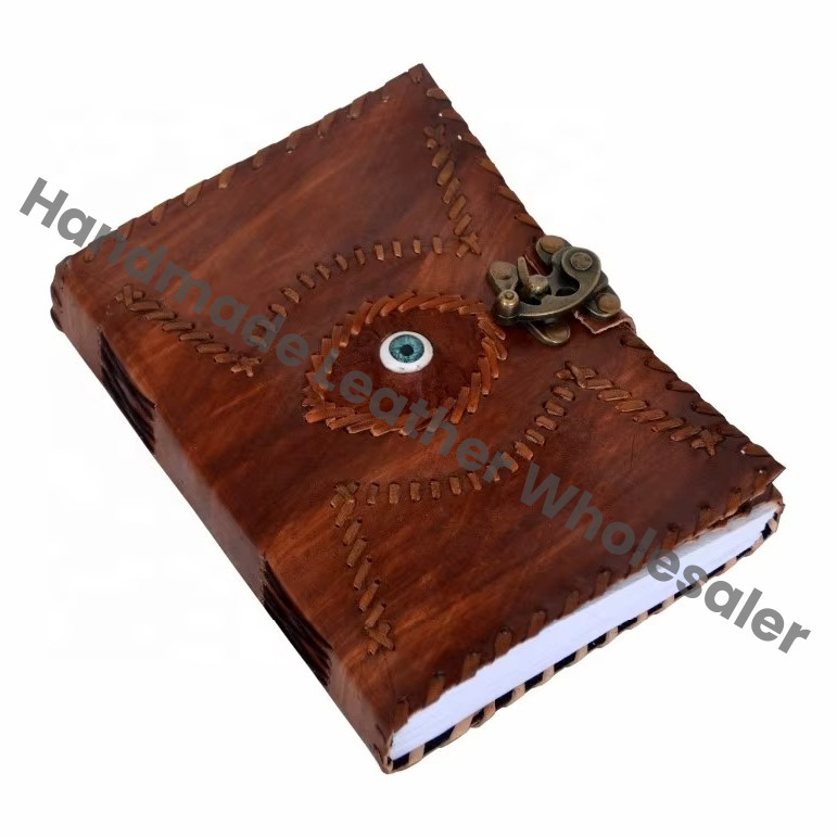 Unique Vintage Hocus Pocus Eye Leather Journal Spellbinding Grimoire Handmade Eco-friendly Halloween Birthdays Gift