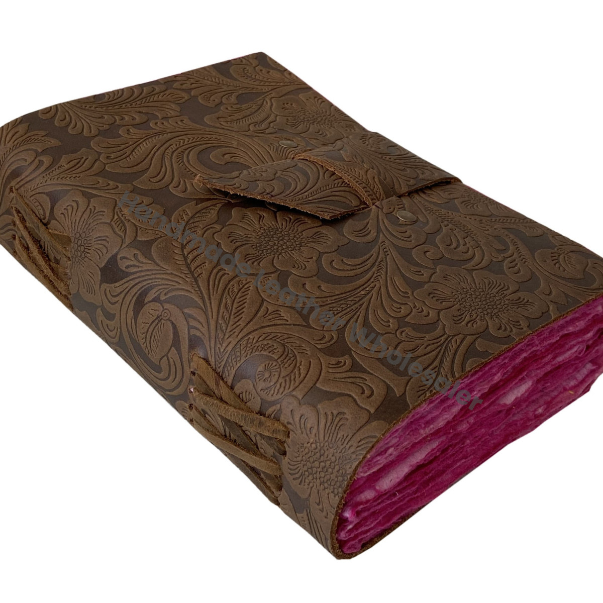 Unisex New Pink A4 Size Leather Journal Unlined Deckle Edge Embossed Book of Shadows Box Packed Gift Idea