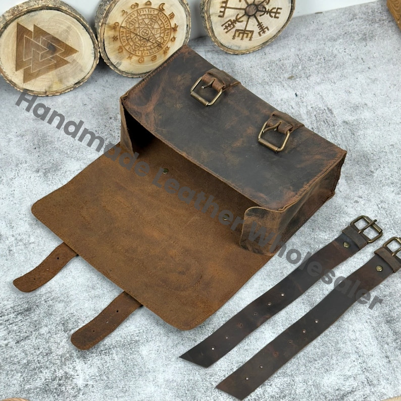 Vintage Brown Leather Motorcycle Tool Bag: Buffalo Leather Pannier