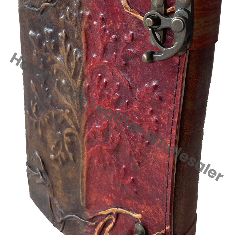 Vintage Bound Leather Hardcover Journal Notebook Tree Life Design Recyclable Handmade Paper Gift Custom Logo Option