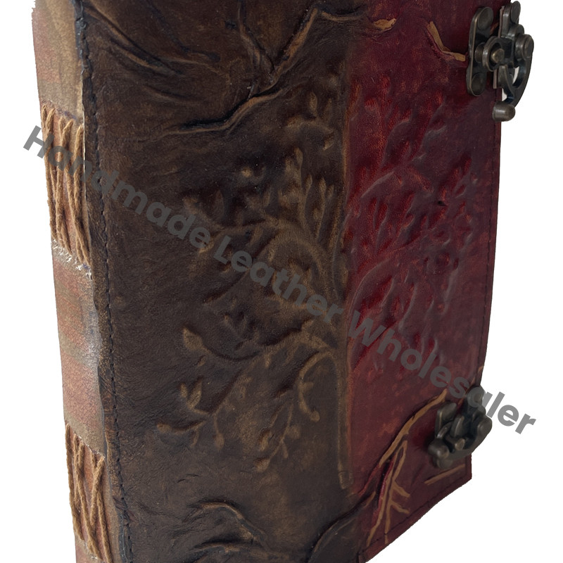 Vintage Bound Leather Hardcover Journal Notebook Tree Life Design Recyclable Handmade Paper Gift Custom Logo Option