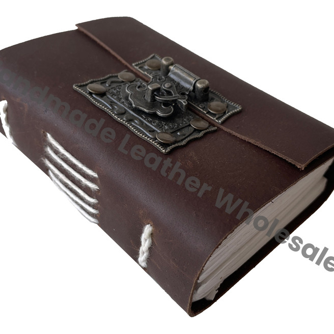 Vintage Brass Lock Soft Leather Bound Journal Antique Design Notebook & Sketchbook Antique Leather Journal for Office Uses