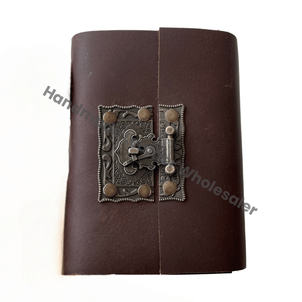 Vintage Brass Lock Soft Leather Bound Journal Antique Design Notebook & Sketchbook Antique Leather Journal for Office Uses