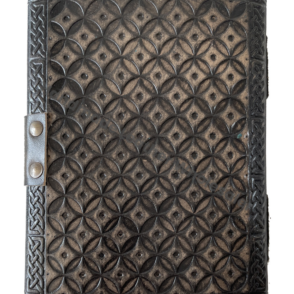Vintage Charcoal Leather Journal Semi-Precious Stone Lock Handmade Deckle Paper Custom Logo Gift Wiccan Diary Planner