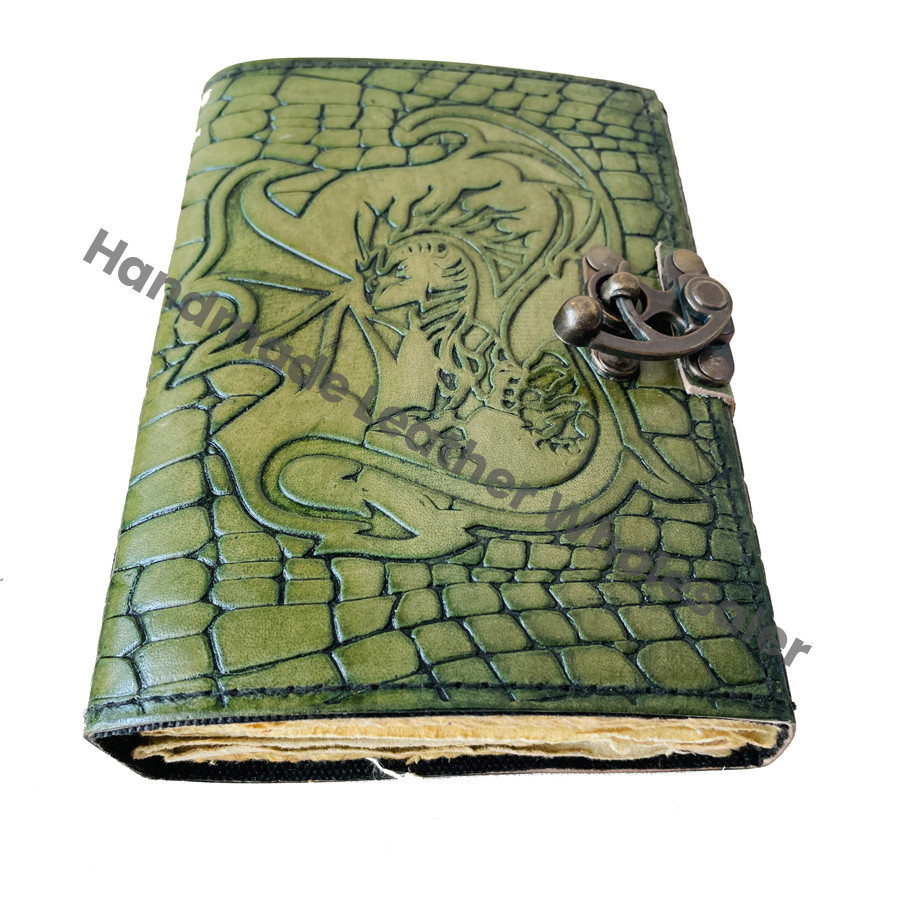 Vintage Dragon Hardcover Leather Paper Women's Journal Recyclable Deckle Edge Pages Custom Logo Option Gift for Office/School