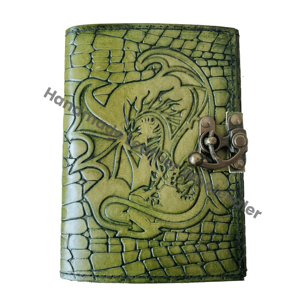 Vintage Dragon Hardcover Leather Paper Women's Journal Recyclable Deckle Edge Pages Custom Logo Option Gift for Office/School