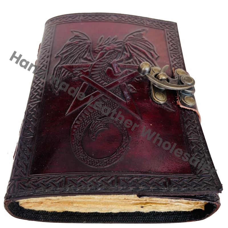 Vintage Dragon Leather Journals for Women Sketchbook Large Book of Shadows Design Spiral Black Gifts Cover Planner