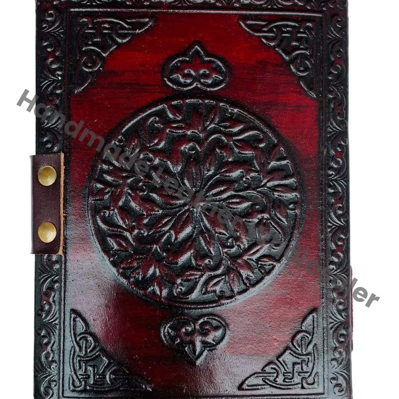 Vintage Genuine Tiki man Leather Hardcover Journal Planner Deckle Edge Paper Custom Logo Recyclable Gift Travel Office Use