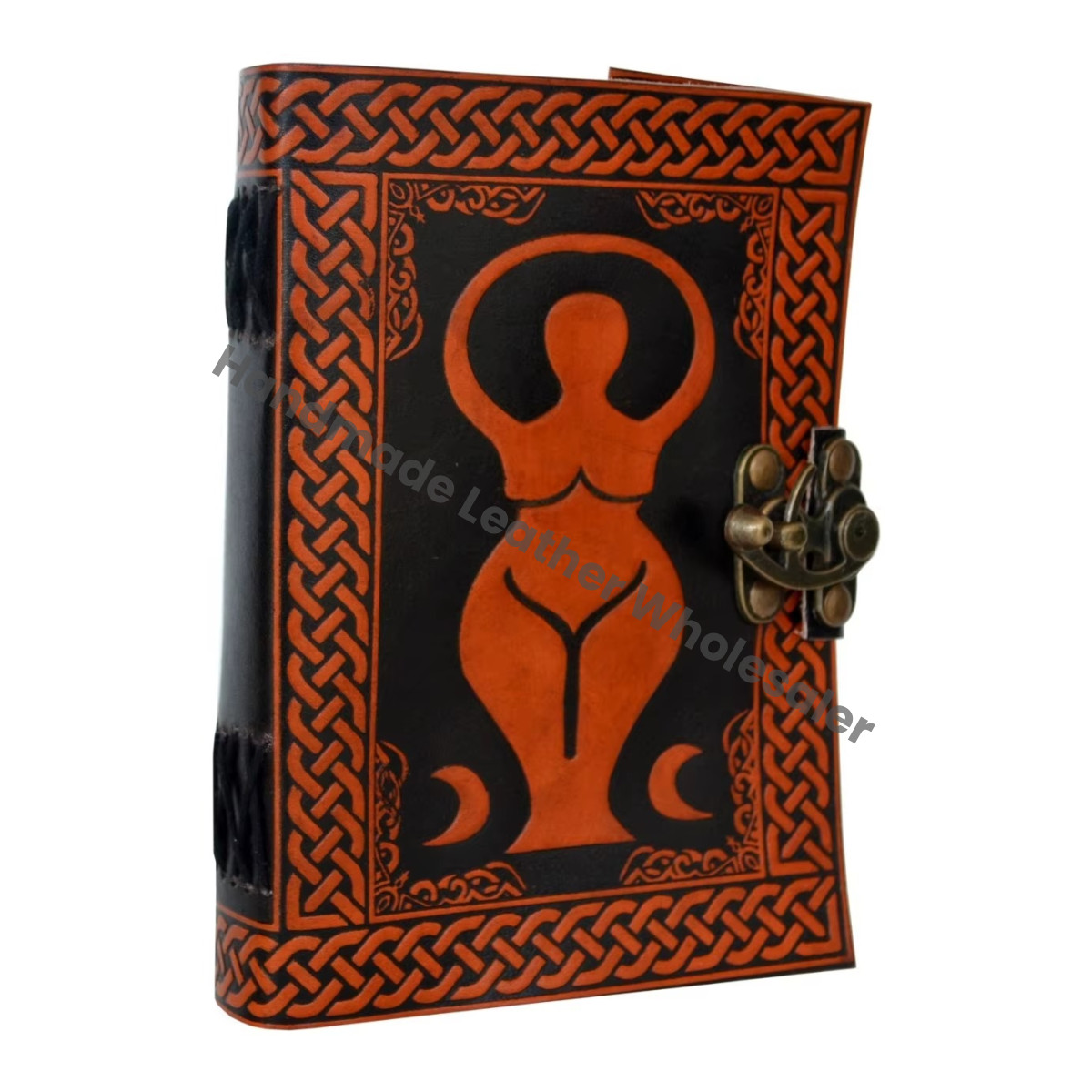Vintage Handmade Orange Leather Journal Cotton Paper Mother Earth Travel Sketchbook Blank Notebook Planner Gift for Writing