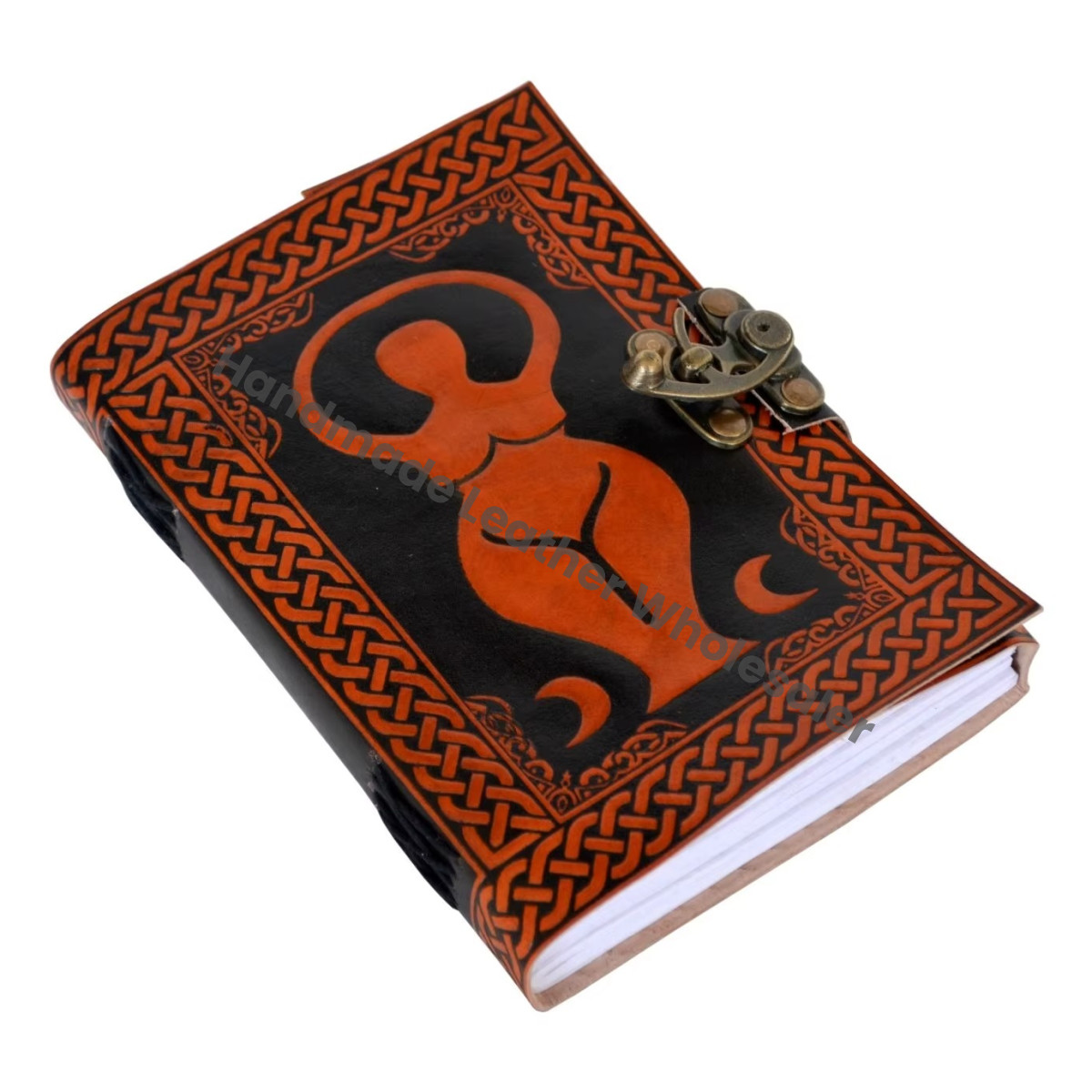 Vintage Handmade Orange Leather Journal Cotton Paper Mother Earth Travel Sketchbook Blank Notebook Planner Gift for Writing