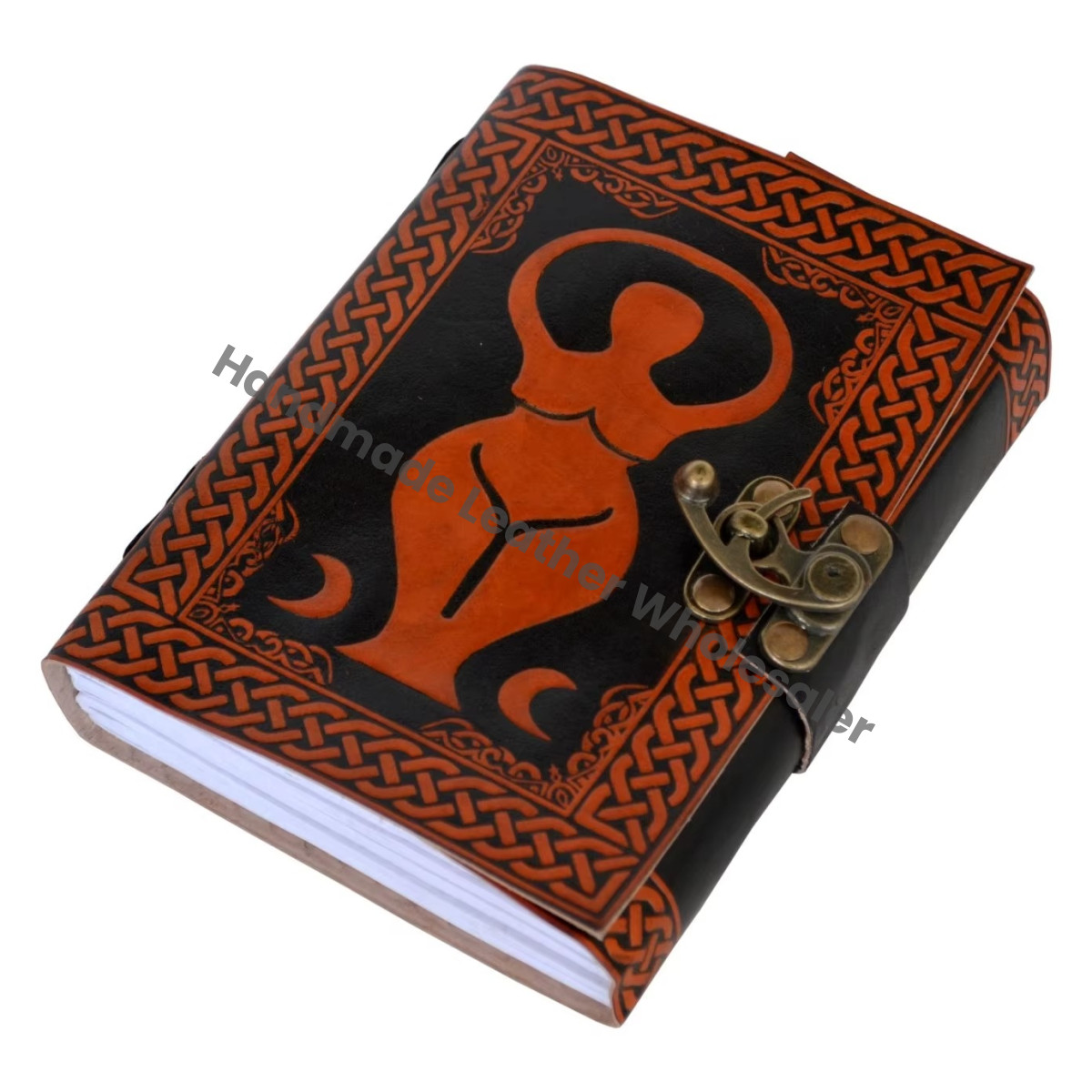 Vintage Handmade Orange Leather Journal Cotton Paper Mother Earth Travel Sketchbook Blank Notebook Planner Gift for Writing