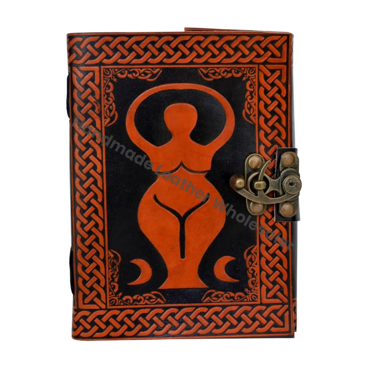 Vintage Handmade Orange Leather Journal Cotton Paper Mother Earth Travel Sketchbook Blank Notebook Planner Gift for Writing