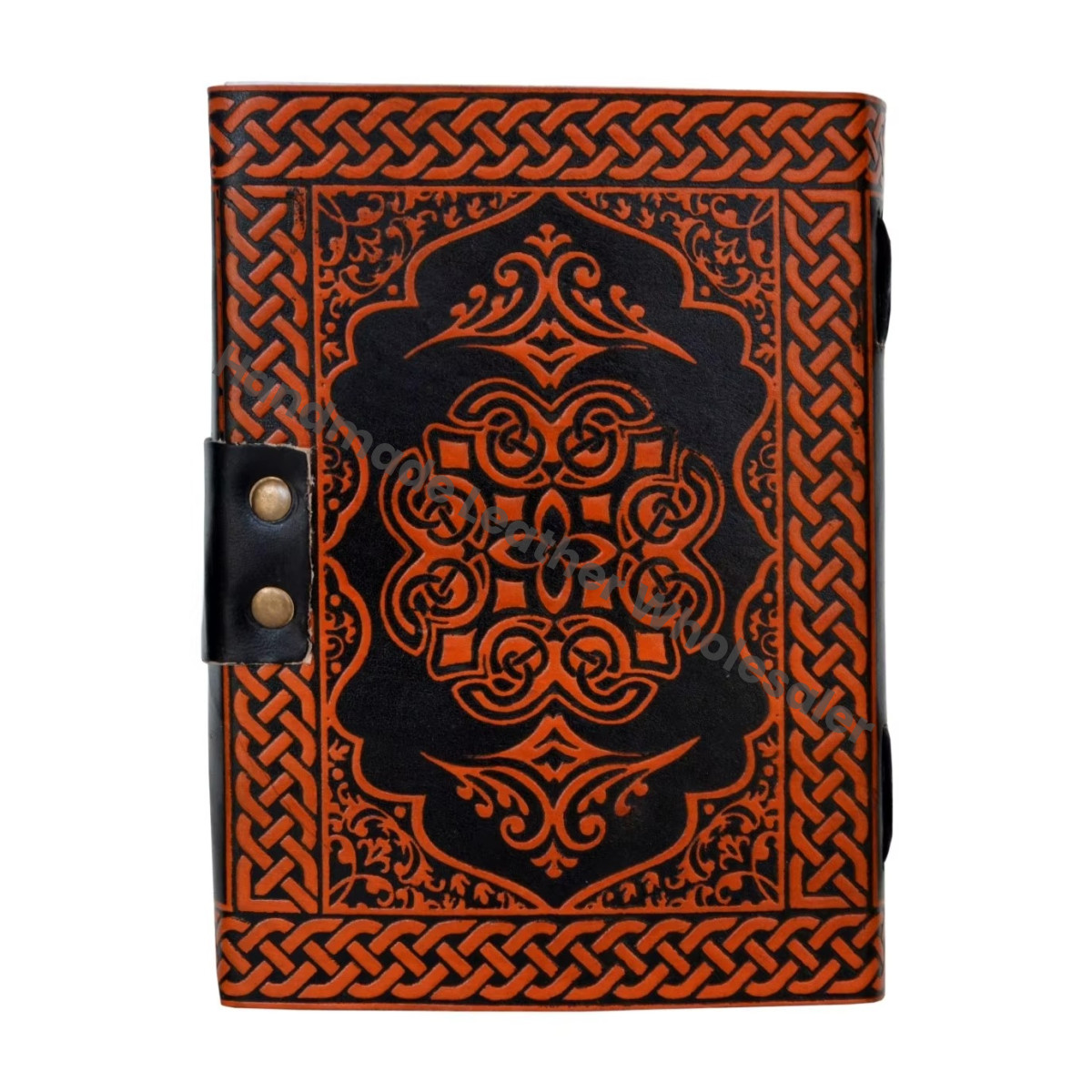Vintage Handmade Orange Leather Journal Cotton Paper Mother Earth Travel Sketchbook Blank Notebook Planner Gift for Writing