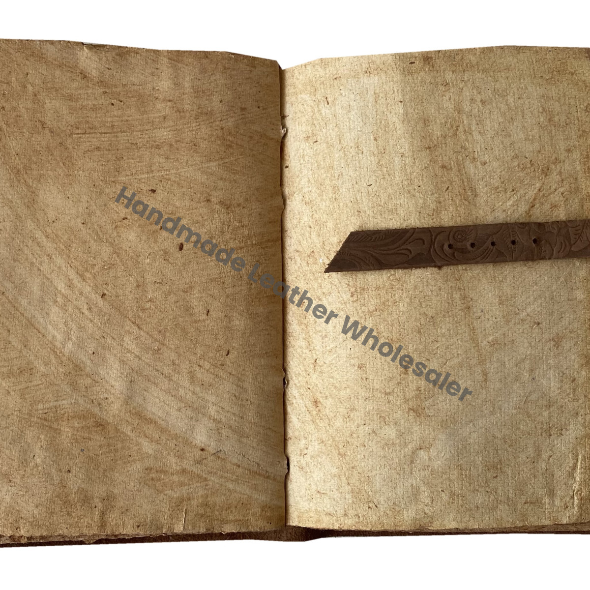 Vintage Inspired Leather Journal Handmade Deckle Edge Paper Garden Flower Embossed Sketchbook Gift Custom Logo