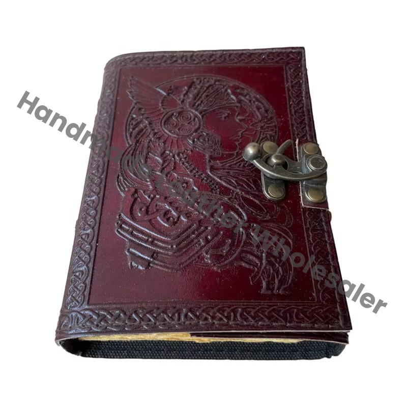 Vintage Journal for Writing Leather Book of Spells Prop Brown Celtic Wiccan Handmade Emboss Deckle Art Paper Diary Bound Planner