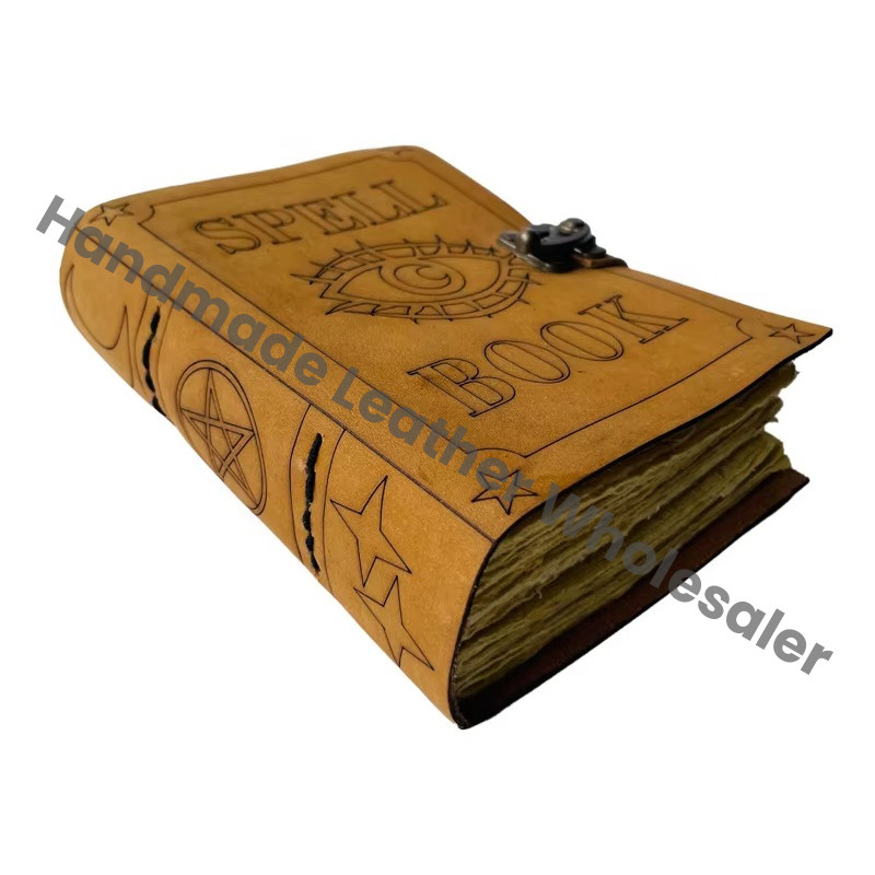 Vintage Leather Book of shadows Journal with Lock Handmade Diary Prayer Magical Eye of Horus Travel Writing Planner Journal