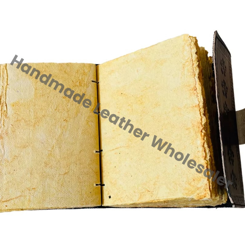 Vintage Leather Book Wiccan Journal Writing Brown Travel Deckle Paper Diary Planner Gift Handmade Eco-friendly