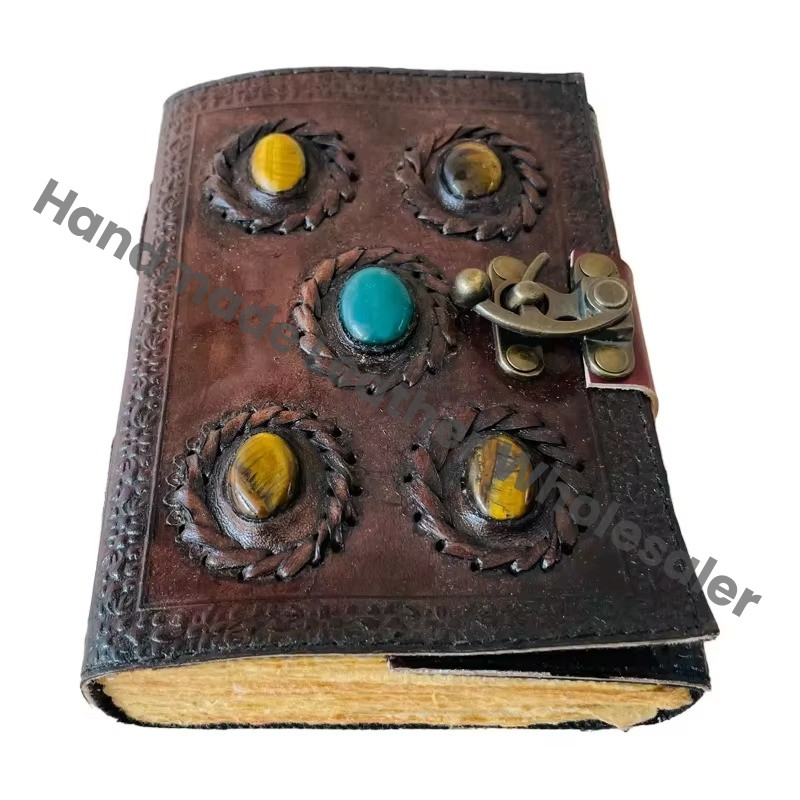 Vintage Leather Book Wiccan Journal Writing Brown Travel Deckle Paper Diary Planner Gift Handmade Eco-friendly