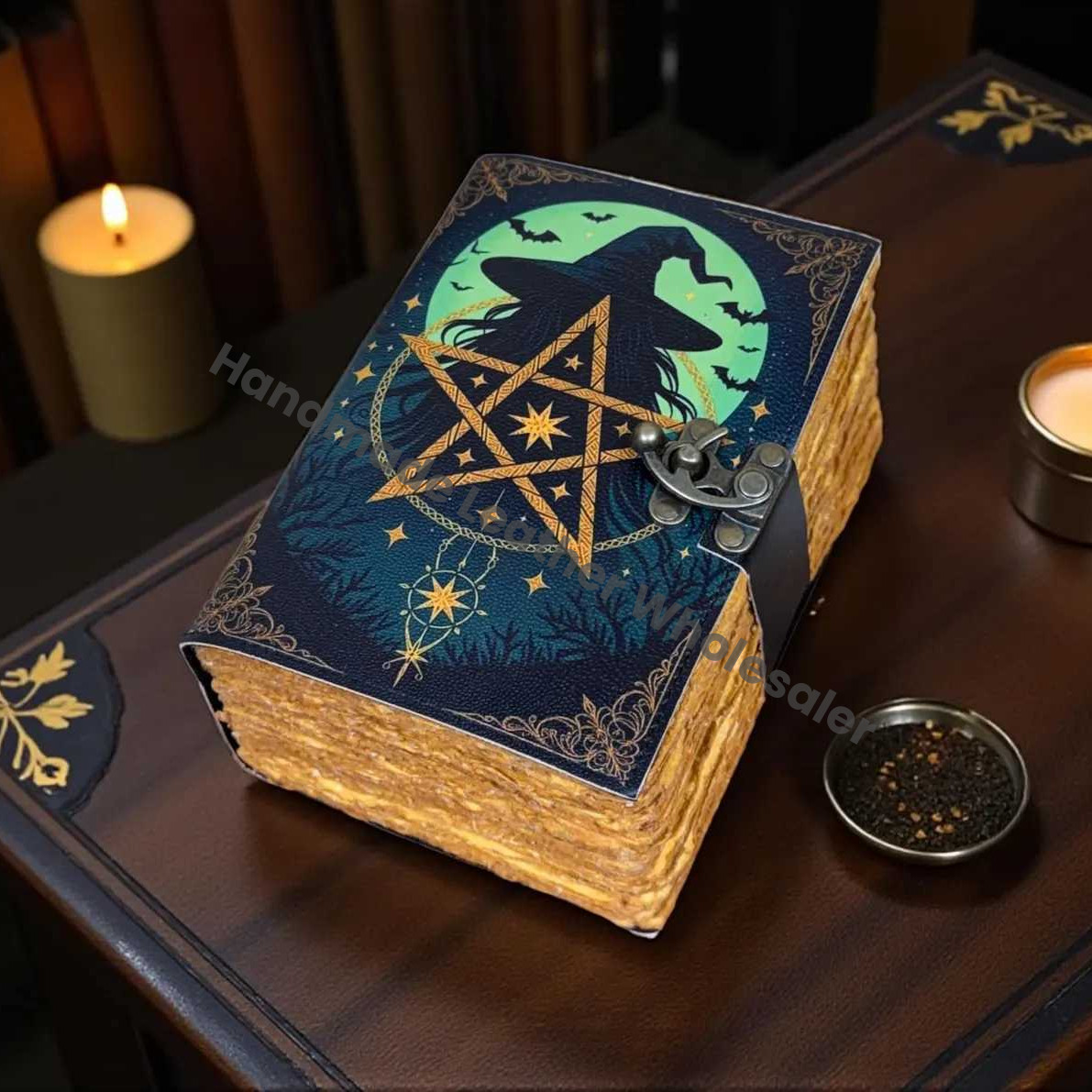 Pentagram Witch Moon Journal | Deckle Edge Notebook | Witchcraft Grimoire | Celestial Spell Book