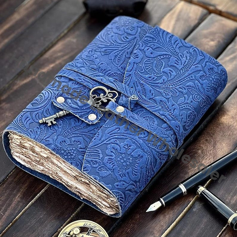 Vintage Leather Grimoire Journal – Handmade Deckle Edge Book