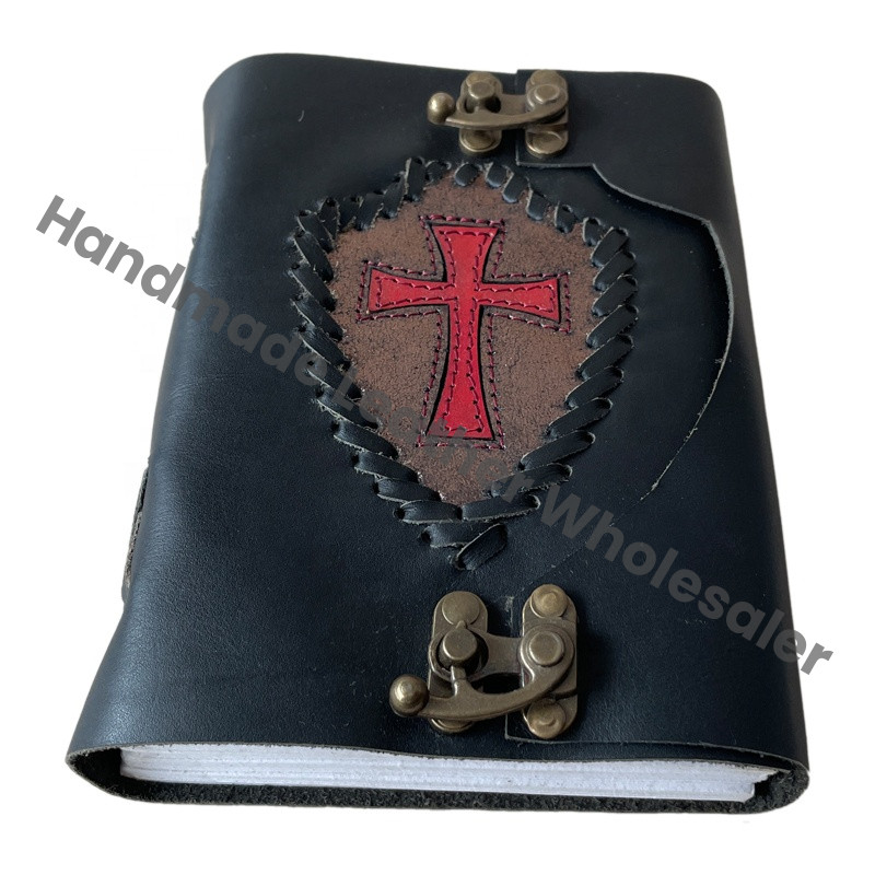 Vintage Leather Hardcover Journal Celtic Cross Design Unisex Deckle Edge Eco-Friendly Paper Planner Gift Box