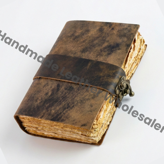 Vintage Leather Journal: Blank Book of Shadows with Deckle Edge Paper