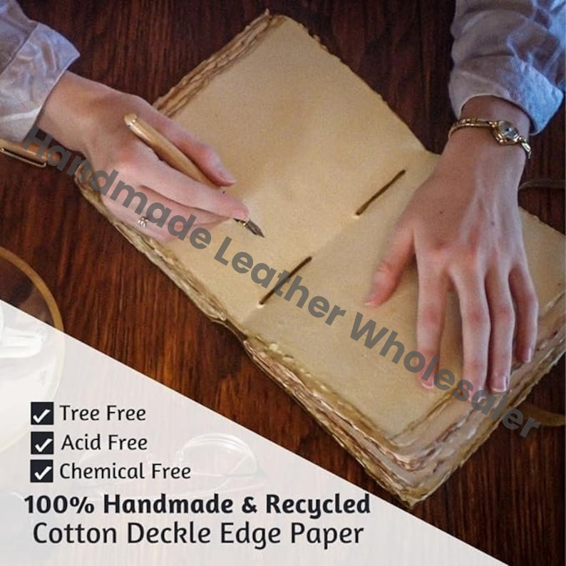 Vintage leather Journal - Blank Spell Book of Shadows, Grimoire Journal, Travel Writing Notebook, Antique Deckle Edge Paper