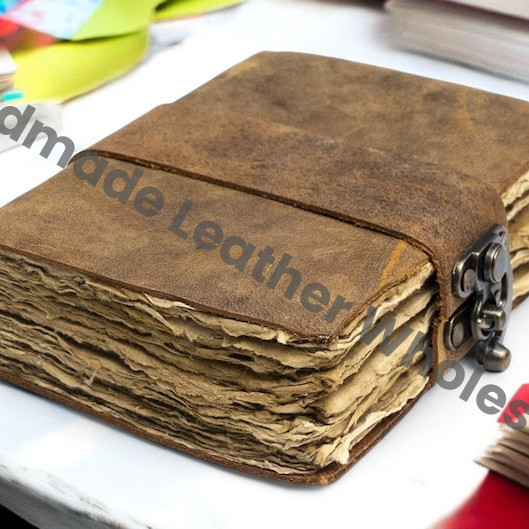 Vintage leather Journal - Blank Spell Book of Shadows, Grimoire Journal, Travel Writing Notebook, Antique Deckle Edge Paper