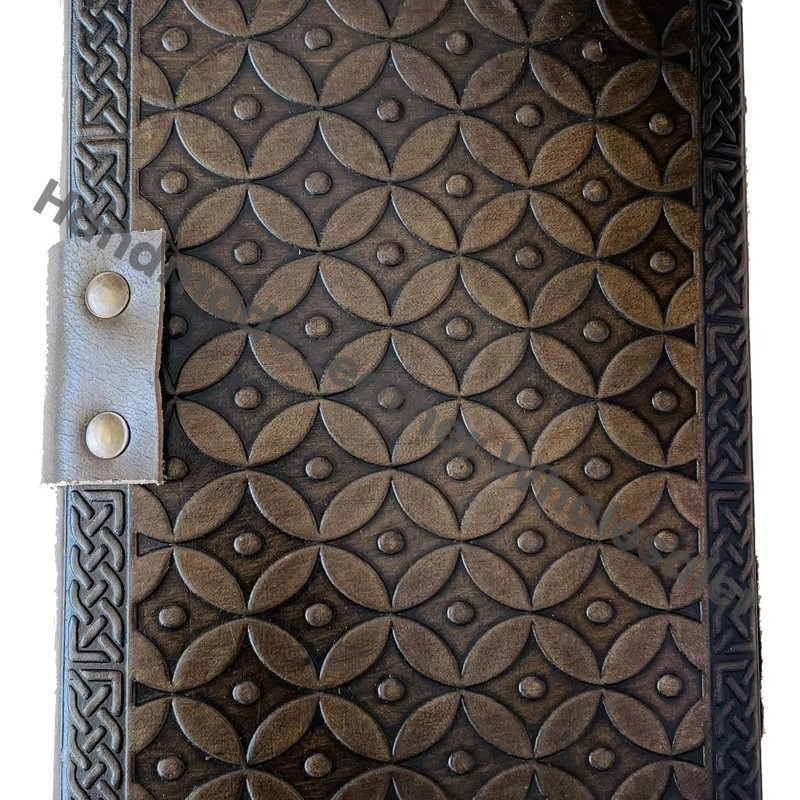 Vintage Leather Journal for Women Deckle Old Pages Books of Shadows Third Eye Celtic Blank Bound Grimoire Hardcover Sketchbook