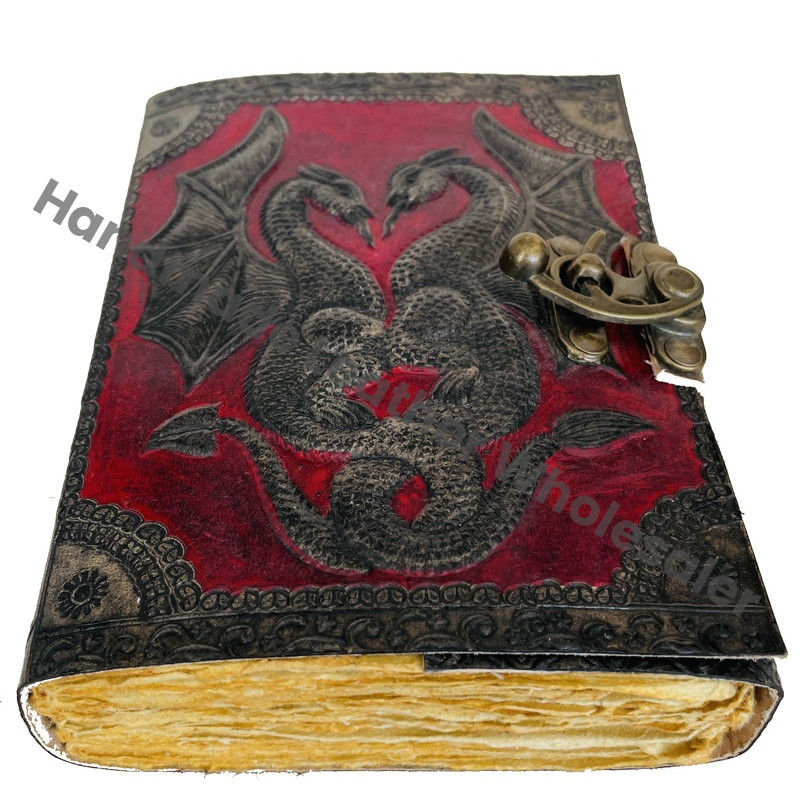 Vintage Leather Journal for Women Leather Bound Embossed Sketchbook Dragon Large Book of Spell Handmade Organizer Planner