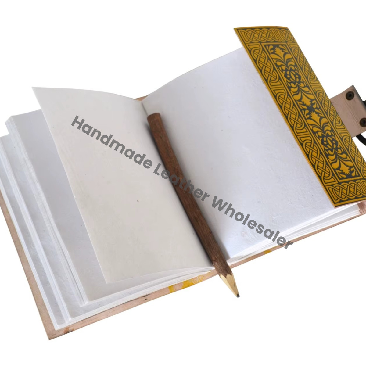 Vintage Leather Journal Handmade Black Yellow Hardcover Notebook for Women Large Size Gift Sketchbook Supplies Diary Planner