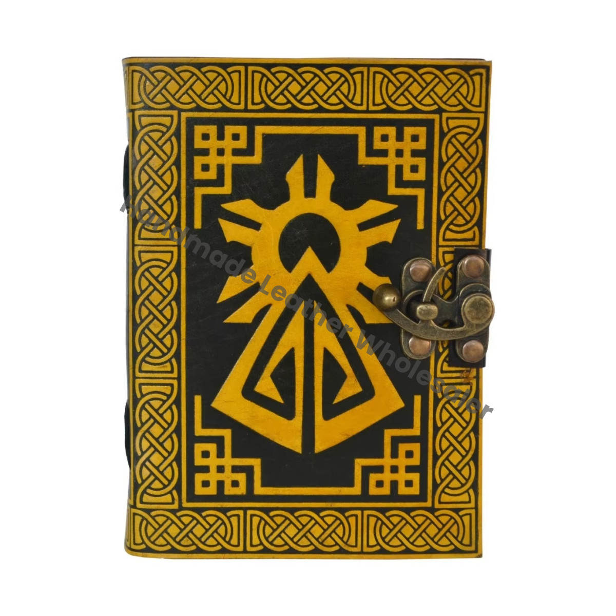 Vintage Leather Journal Handmade Black Yellow Hardcover Notebook for Women Large Size Gift Sketchbook Supplies Diary Planner