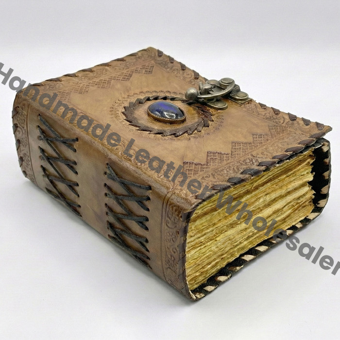 Vintage Leather Journal: Lapis Lazuli Celtic Stone Book of Shadows