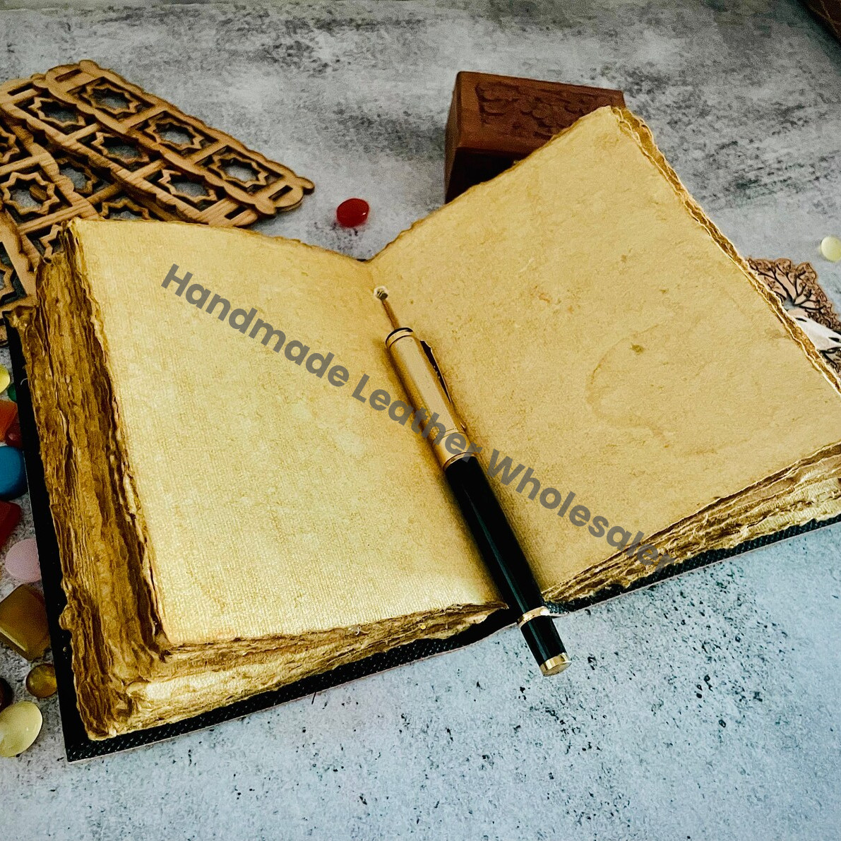 Vintage Leather Journal: Skull Book of Shadows, Antique Paper