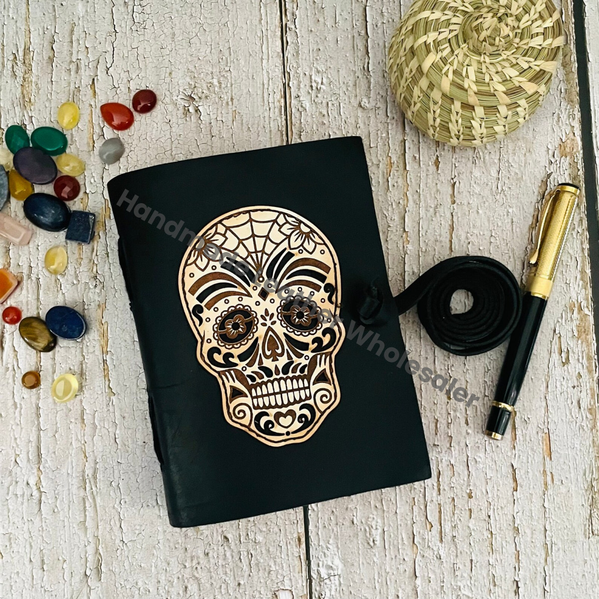 Vintage Leather Journal: Skull Book of Shadows, Antique Paper