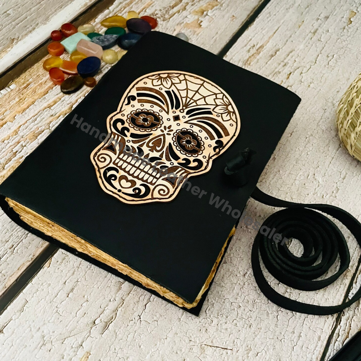 Vintage Leather Journal: Skull Book of Shadows, Antique Paper