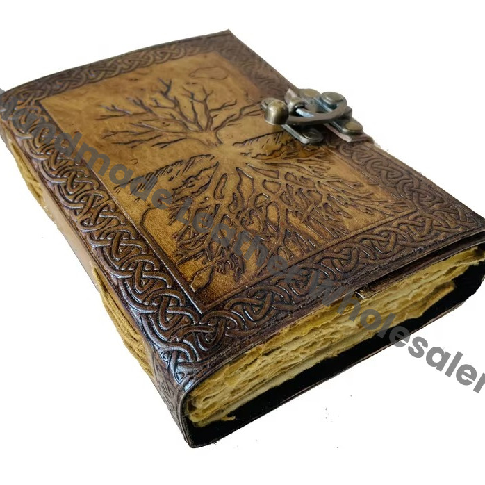 Vintage Leather Journal Tree of Life Bound Notebook Vintage Deckle Edge Paper Writing Book of Shadows Planner Travel Diary