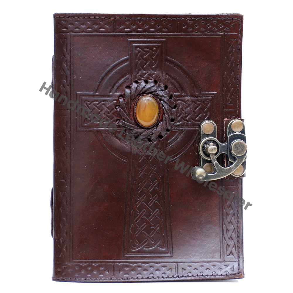 Vintage Leather Journal With Lock Blank Journal Personal Organizer Writing Notebook Cross Antique Unlined Paper Bound Diary