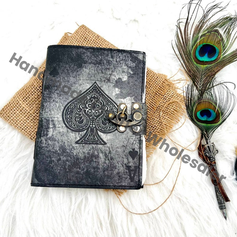 Vintage Leather Print Journal: Blank Book of Shadows, Wiccan Grimoire