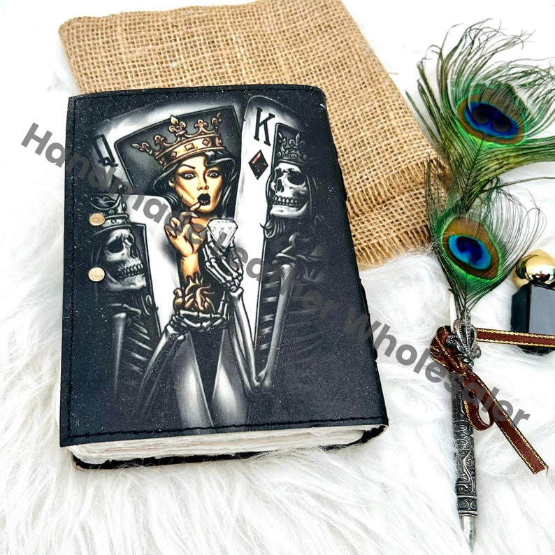 Vintage Leather Print Journal: Blank Book of Shadows, Wiccan Grimoire
